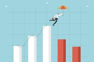 Man with umbrella on falling graph vector