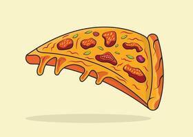 Isolated delicious pizza slice illustration with various ingredients vector