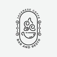 coffee bar and resto logo icon line art javanese concept design. vector