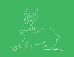 Continuous one line drawing of hare, rabbit. Animal, sketch. Drawing Animal line art. Cute bunny silhouette with ears in a simple minimalist style. Graphic print. vector