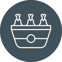 Chicken Bucket Line Circle Icon vector
