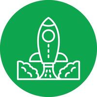 Rocket Line Circle Icon vector