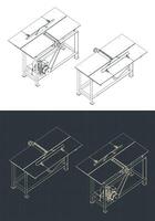 Table Cutting Machine Isometric Drawings vector