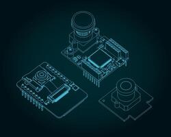 Camera modules drawings vector