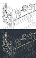 CNC pipe cutting machine blueprints vector