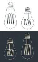 LED lamps blueprints vector