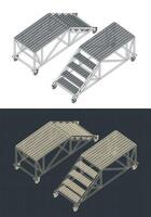 Rolling Service Ladder isometric blueprints vector