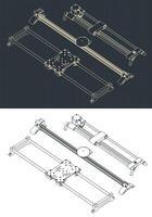 Camera Sliders Isometric Drawings Set vector