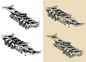 Container semi-trailer illustrations vector