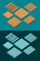 Pallet isometric illustrations set vector