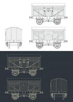 Cattle wagon blueprints vector