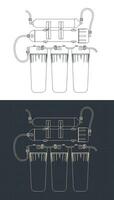 Reverse osmosis system blueprints vector