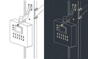 Machine control panel blueprints vector