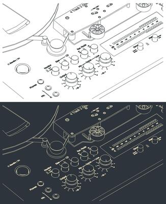 Tape drive mechanism of reel-to-reel recorder close up