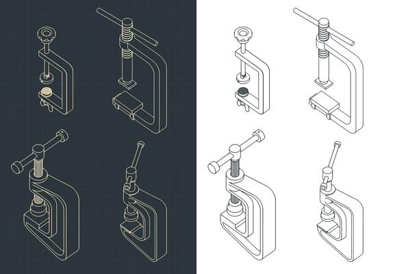 C-Clamp isometric Drawings mini Set