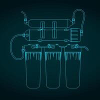 Reverse osmosis system blueprint vector