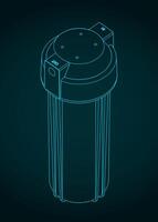 Reverse osmosis pre-filter bowl blueprint vector
