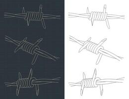 Barbed wire segment close up vector