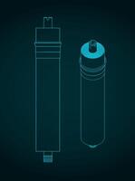 Reverse osmosis membrane isometric blueprint vector