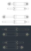 Hydraulic cylinder blueprint vector