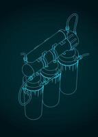 Reverse osmosis system isometric blueprint vector