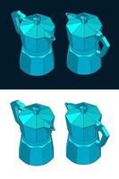 Coffee maker isometric color drawings vector