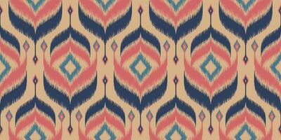 Seamless pattern ethnic abstract background round ikat patterngeometric curve design for fashion clothes, textile, wrapping, decoration background. vector