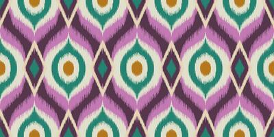 Seamless pattern ethnic abstract background round ikat patterngeometric curve design for fashion clothes, textile, wrapping, decoration background. vector