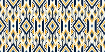 Seamless pattern ethnic abstract background round ikat patterngeometric curve design for fashion clothes, textile, wrapping, decoration background. vector