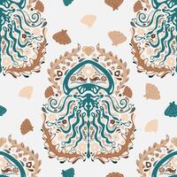 seamless pattern with an octopus and shells vector