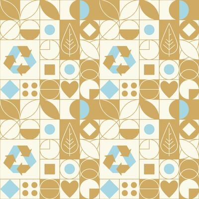 Eco friendly natural shades symbols mosaic seamless pattern