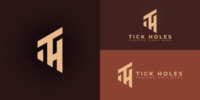 Abstract initial letters TH or HT logo in gold color isolated on multiple background colors. The logo is suitable for leather goods company logo design illustration inspiration templates. vector