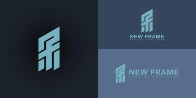 Abstract initial letters NF or FN logo in blue color isolated on multiple background colors. The logo is suitable for clothing and apparel logo design illustration inspiration templates. vector