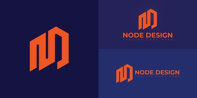 Abstract initial hexagon letters ND or DN logo in orange color isolated on multiple background colors. The logo is suitable for property business company logo design illustration inspiration templates vector