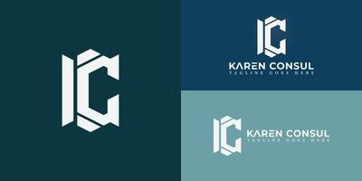 Abstract initial hexagon letters KC or CK logo in white color isolated on multiple background colors. The logo is suitable for technology consulting firm logo design illustration inspiration vector