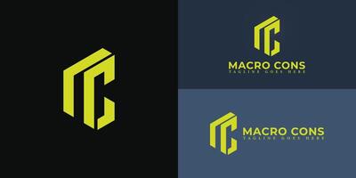 Abstract initial hexagon letters MC or CM logo in yellow color isolated on multiple background colors. The logo is suitable for business and consulting logo design illustration inspiration vector