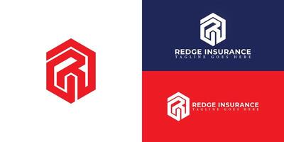 Abstract initial hexagon letters RI or IR logo in red color isolated on multiple background colors. The logo is suitable for insurance brokerage company logo design illustration inspiration vector