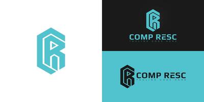 Abstract initial hexagon letters CR or RC logo in blue color isolated on multiple background colors. The logo is suitable for cyber security logo design illustration inspiration templates. vector