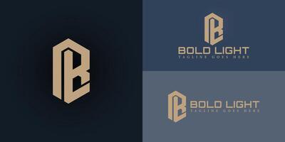 Abstract initial hexagon letters BL or LB logo in gold color isolated on multiple background colors. The logo is suitable for gaming space logo design illustration inspiration templates. vector