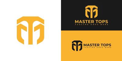Abstract initial letters MT or TM logo in yellow color isolated on multiple background colors. The logo is suitable for food restaurant logo design illustration inspiration templates. vector