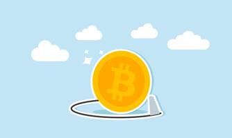 Crypto market drops, bitcoin collapses, and coin prices crash trading pitfalls abound, concept of A thief saws the floor to make bitcoin collapse and fall vector