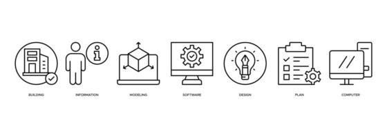 BIM icon illustration . building, information, modeling, software, design, plan, documentation, infographic, template, presentation, concept, banner, pictogram, icon set, icons vector