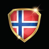 Norway Flag Golden Shield Logo vector