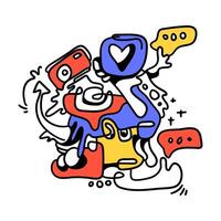 Doodle Abstract Social Media. This doodle is perfect for use as an illustration for a variety of content, such as blogs, websites, social media, and marketing materials. vector
