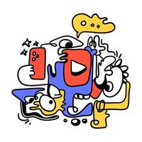 Doodle Abstract Social Media. This doodle is perfect for use as an illustration for a variety of content, such as blogs, websites, social media, and marketing materials. vector