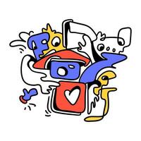 Doodle Abstract Social Media. This doodle is perfect for use as an illustration for a variety of content, such as blogs, websites, social media, and marketing materials. vector