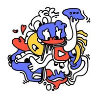 Doodle Abstract Social Media. This doodle is perfect for use as an illustration for a variety of content, such as blogs, websites, social media, and marketing materials. vector
