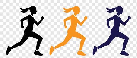 Run icon set. Containing runner and running shoe symbol. illustration. vector