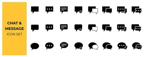 Chat message and speech bubble icon set vector