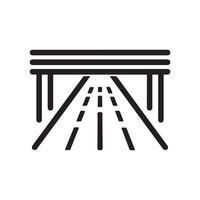 Highway road and bridge icon, black line art on white background design. vector